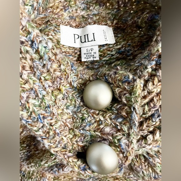 Puli Women’s Big Button Knit Sweater Vest Brown Multicolor Turtleneck S NWT - Picture 4 of 8